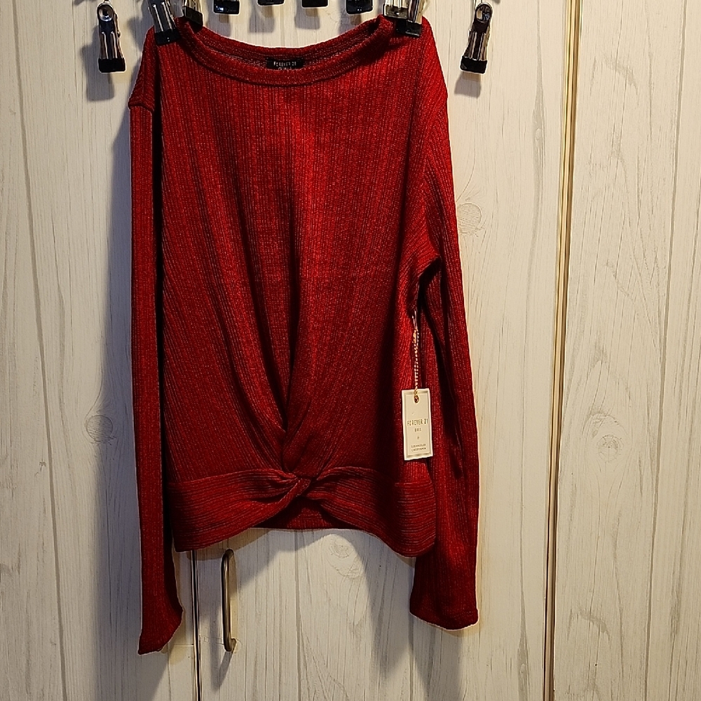 Forever 21 Vibrant Red Knit Sweater Girls